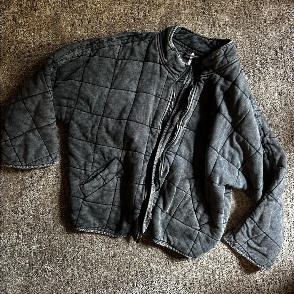Woman’s L Quilted Gray Jacket Free People